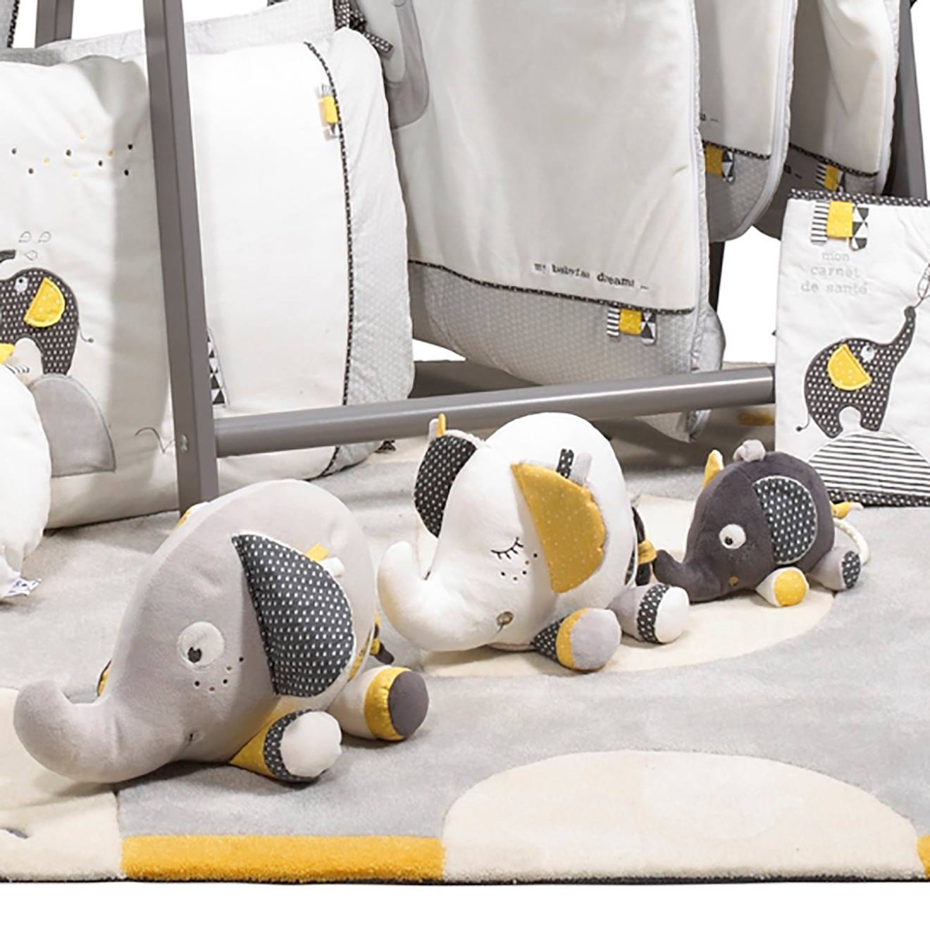 Doudou eléphant en velours - babyfan gris foncé