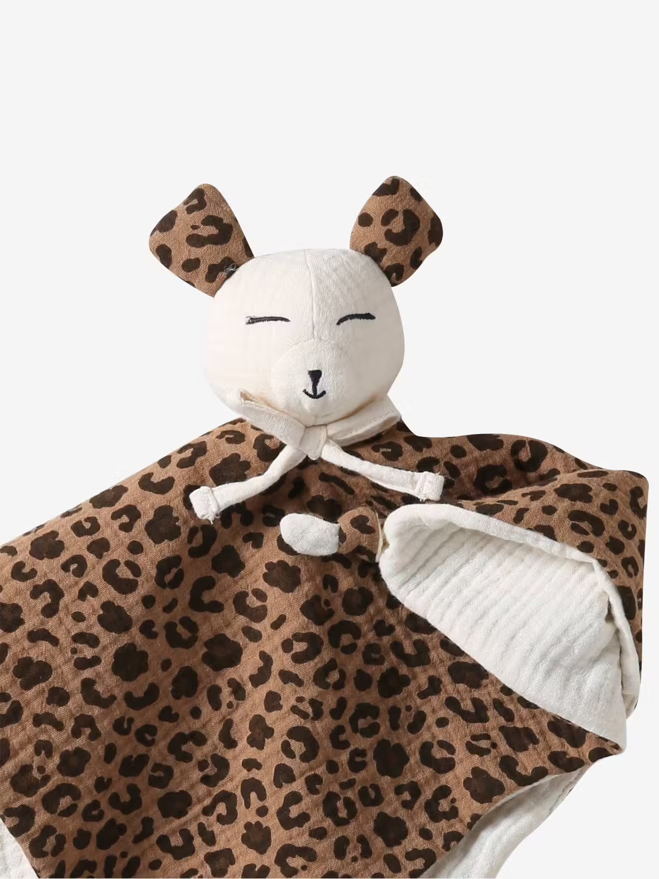 Doudou en gaze de coton bio imprimé léopard personnalisable - Vertbaudet