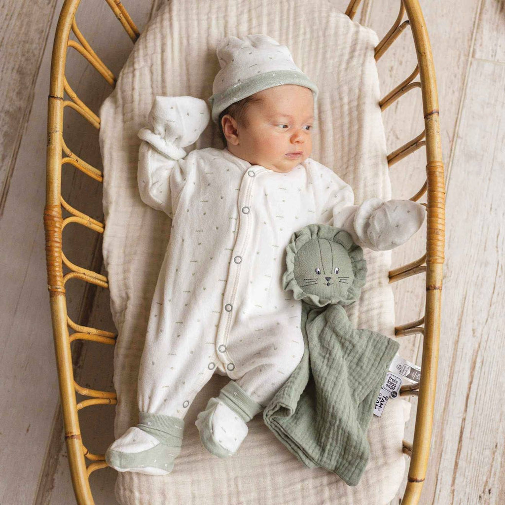 Doudou en mousseline de coton vert