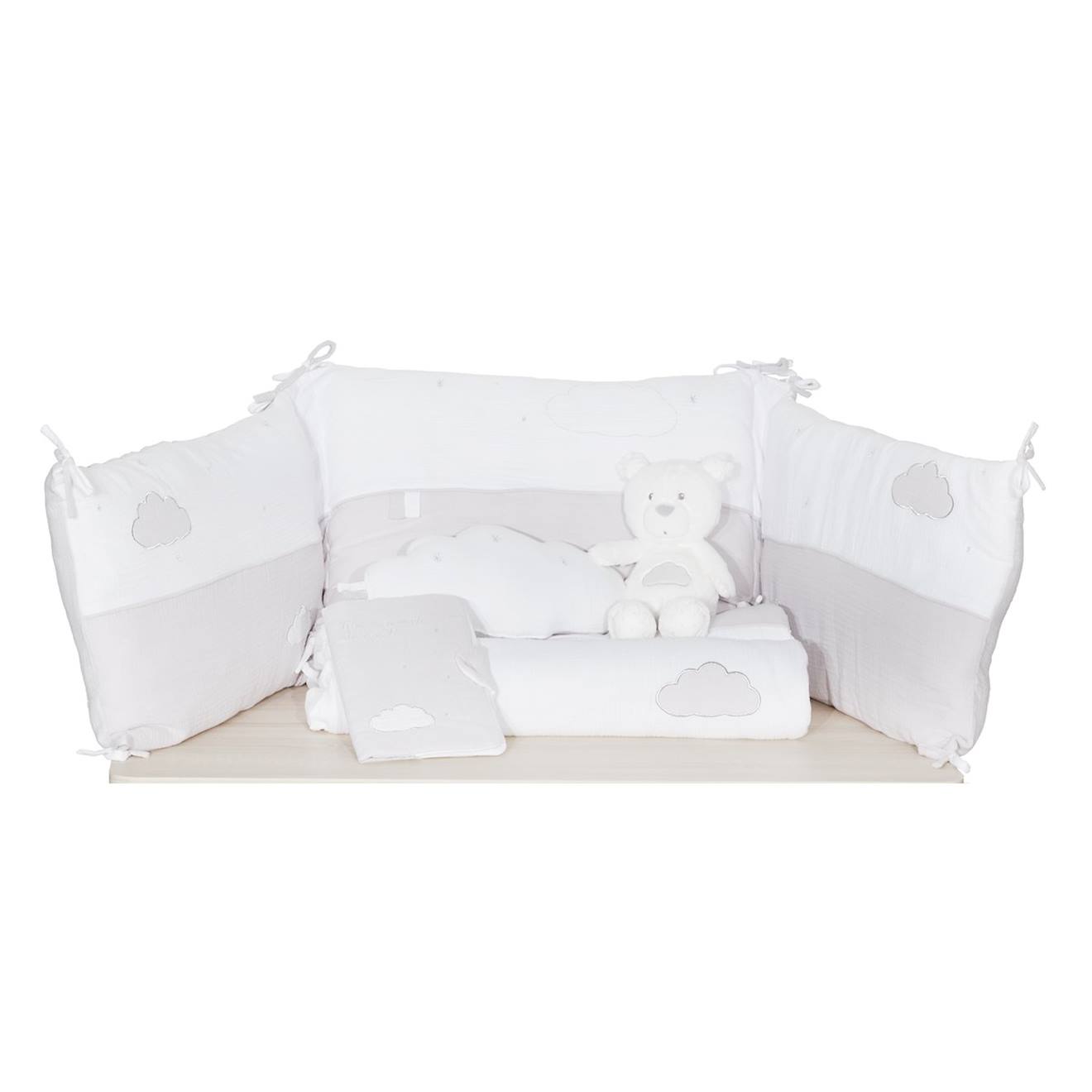 Doudou en velours - lily blanc/gris