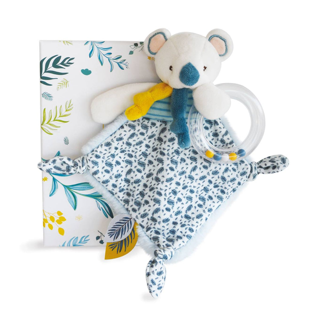 Doudou hochet yoca le koala bleu