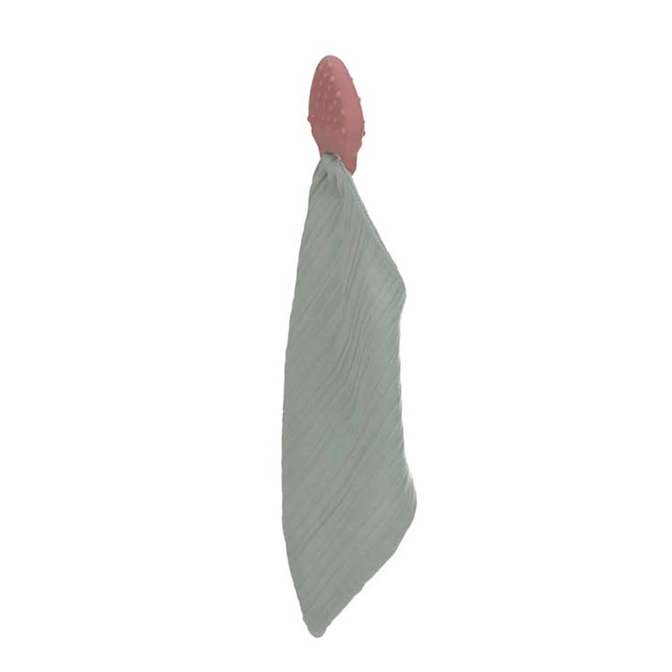 Doudou lange et son anneau de dentition fraise gris