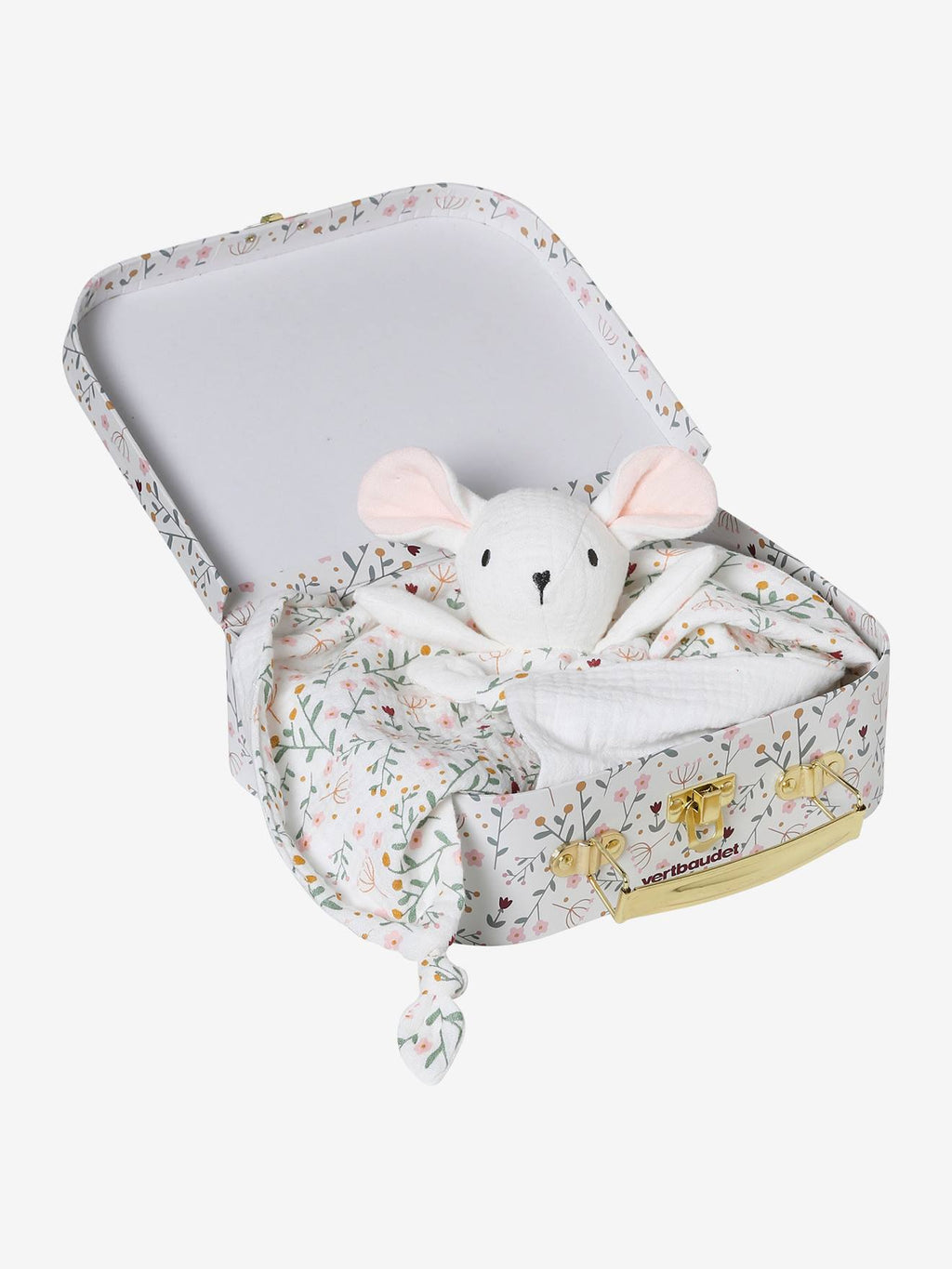 Doudou lange souris personnalisable avec mallette rose