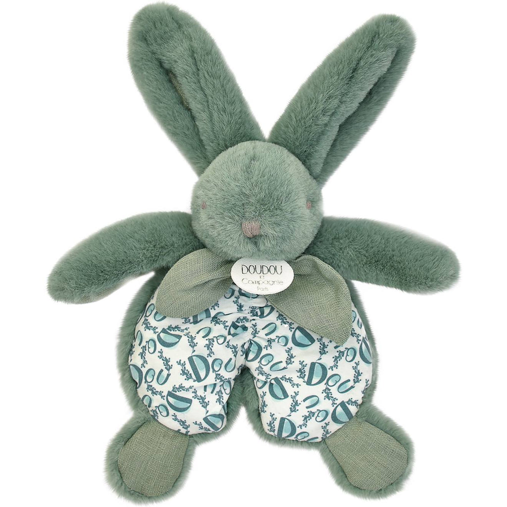 Doudou lapin 18 cm vert