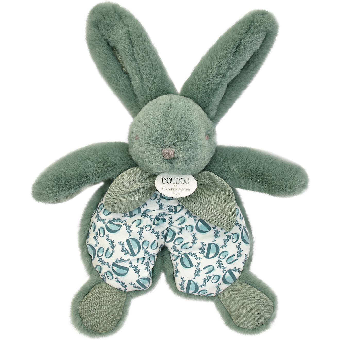 Doudou lapin 18 cm vert