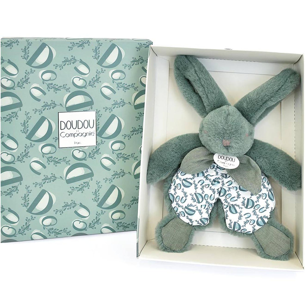 Doudou lapin 18 cm vert