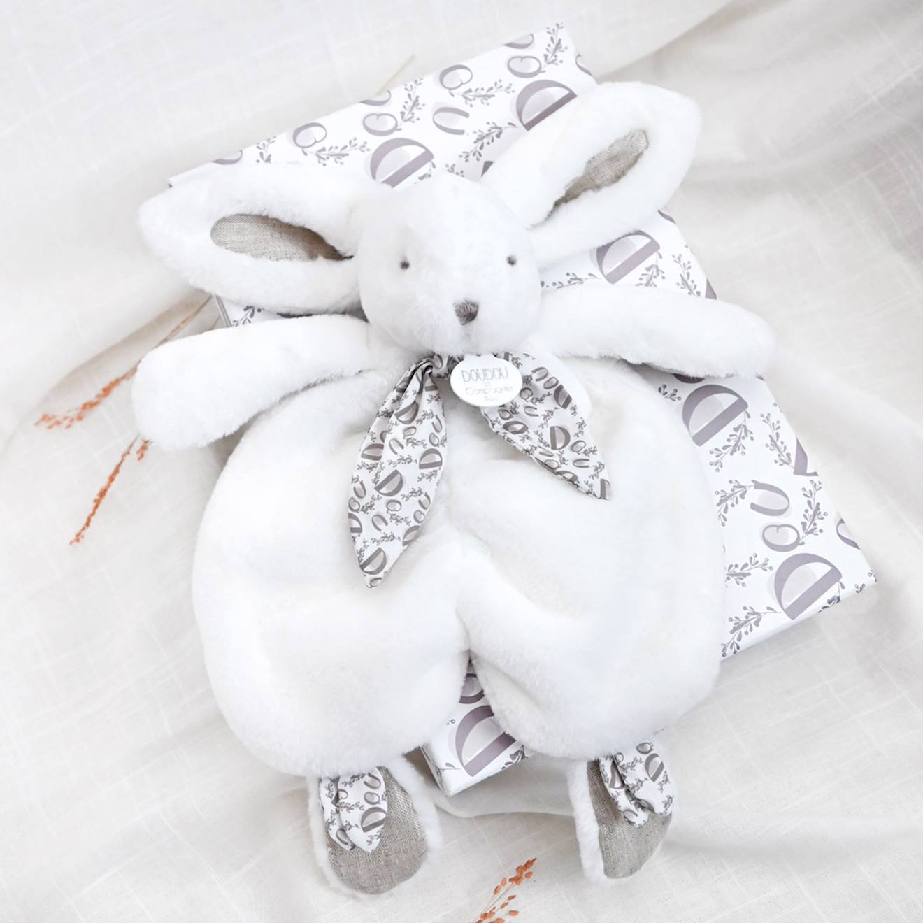Doudou lapin 29 cm blanc