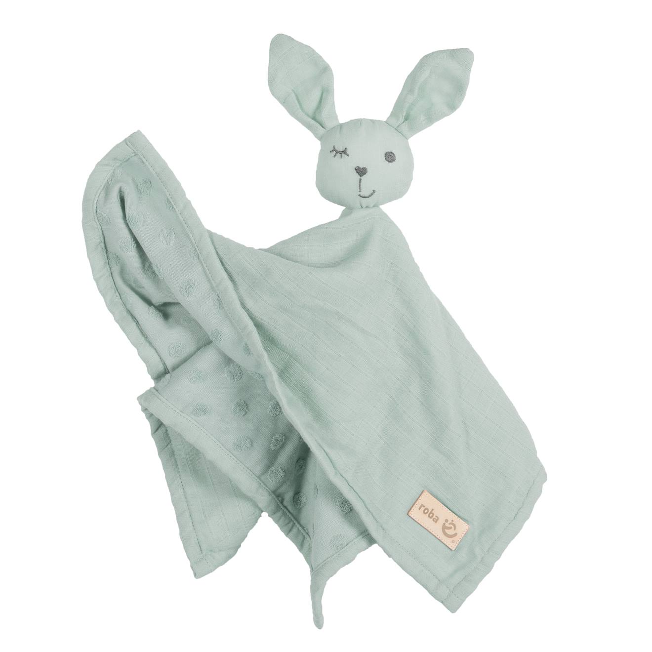 Doudou lapin en coton bio lil planet vert givré