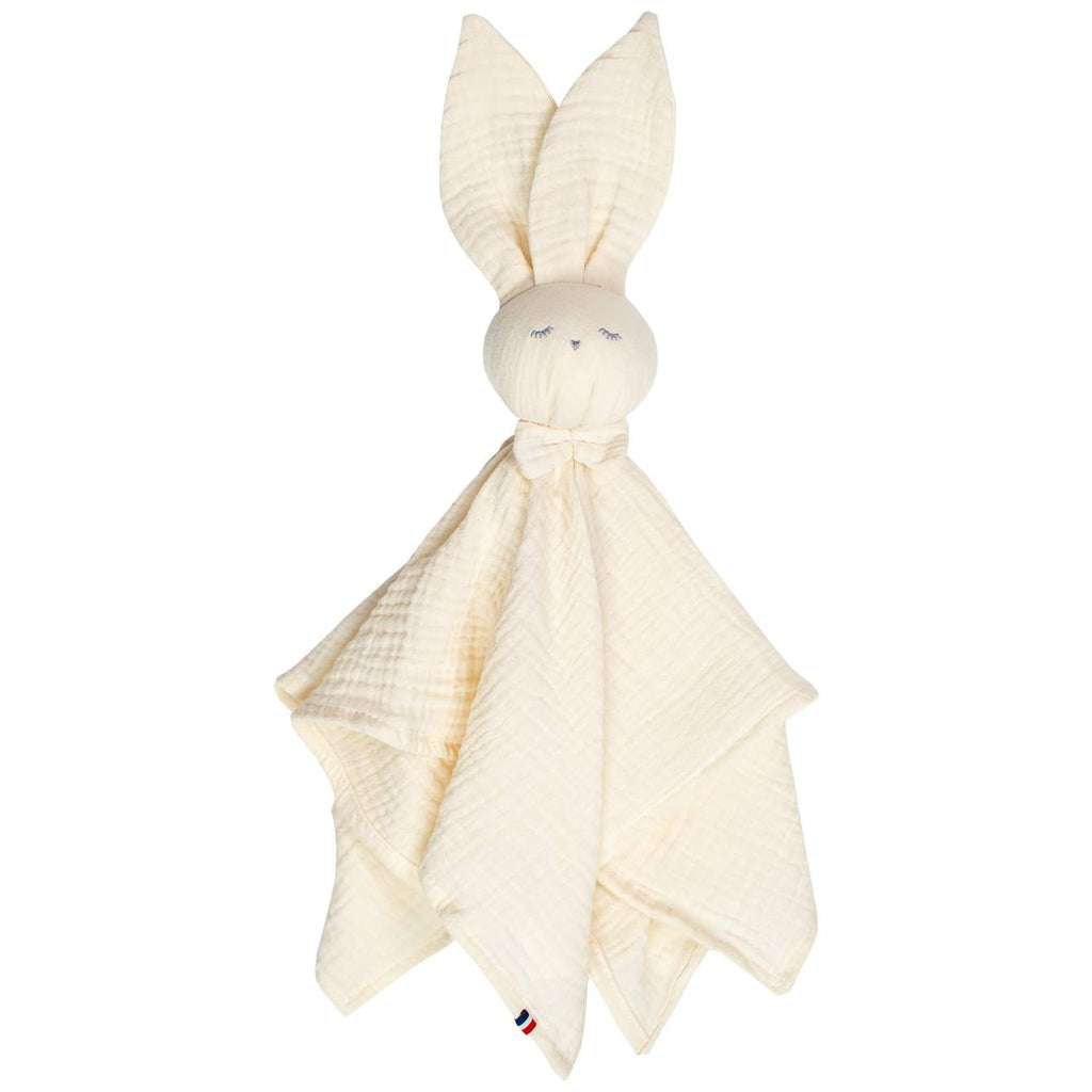 Doudou lapin en gaze de coton jeanne écru