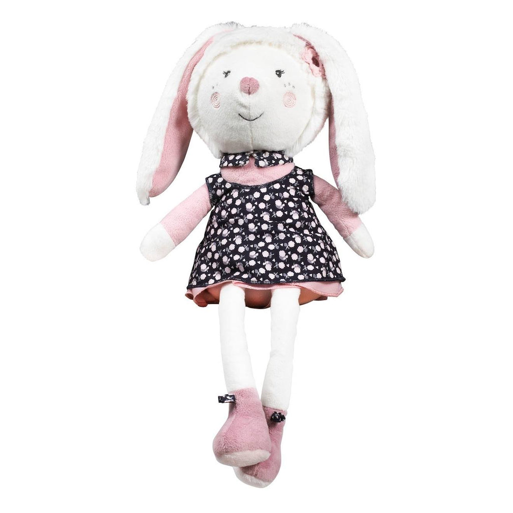 Doudou lapin grand modèle en velours - miss fleur de lune blanc