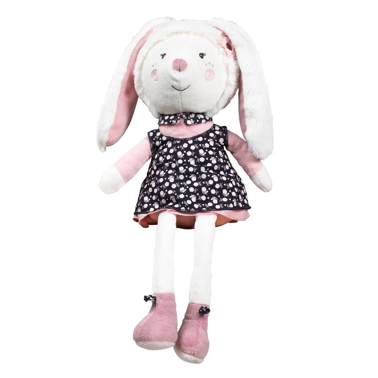 Doudou lapin grand modèle en velours - miss fleur de lune blanc