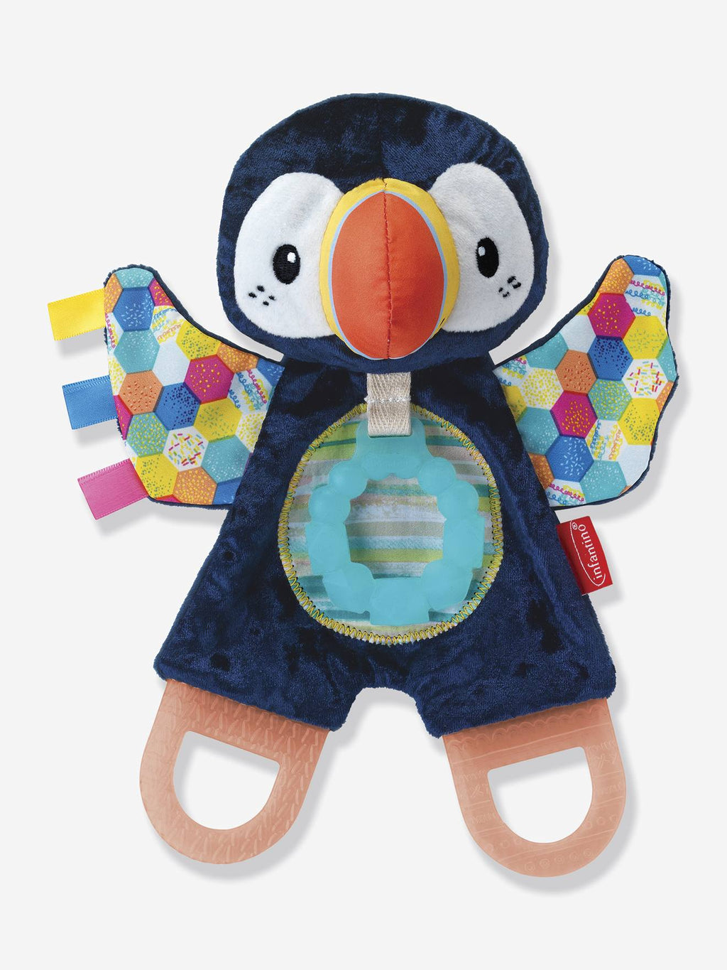 Doudou macareux à mordiller multicolore