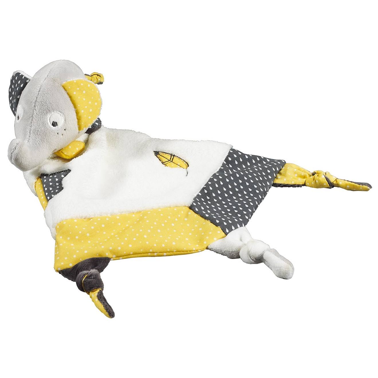 Doudou mouchoir eléphant en velours - babyfan gris