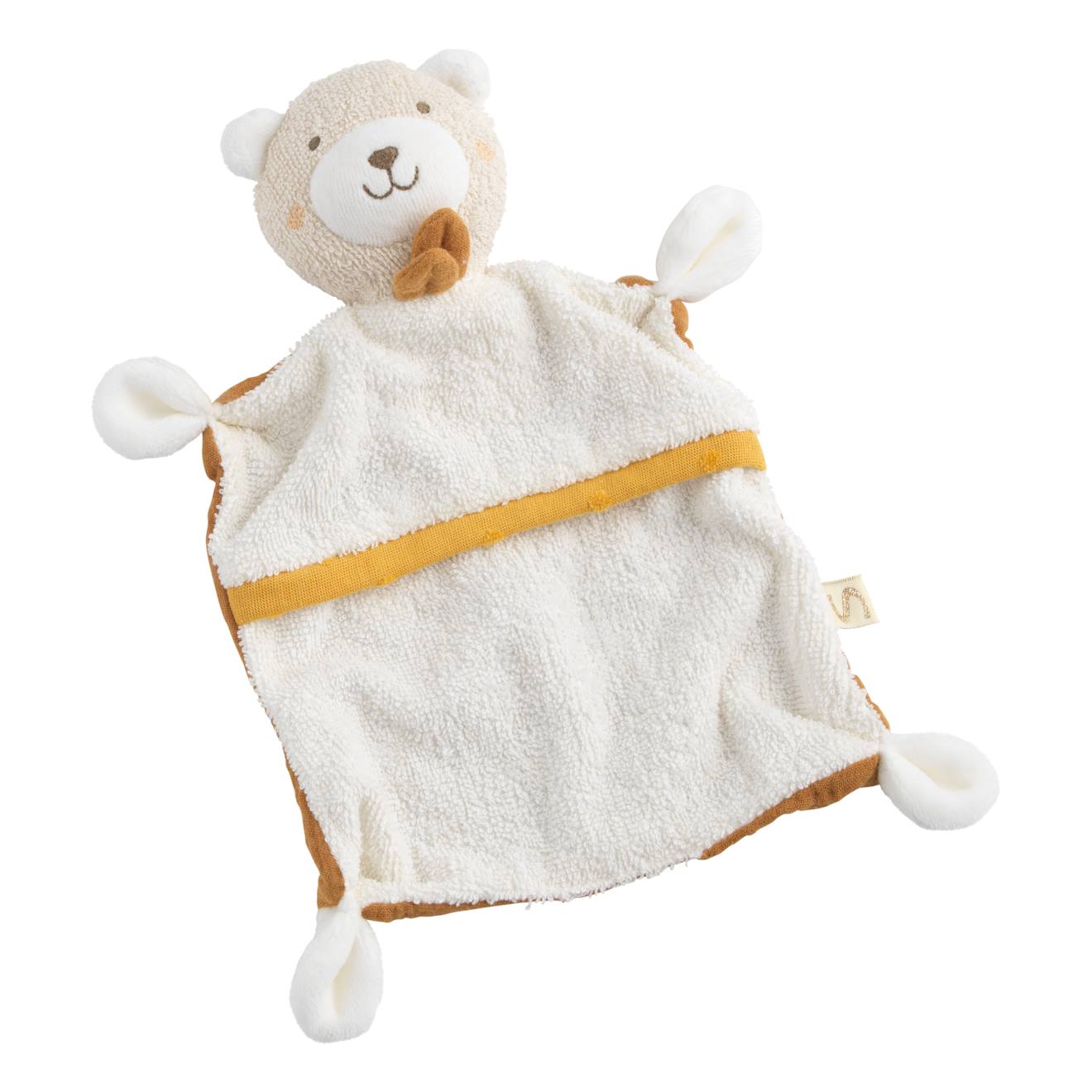 Doudou mouchoir en coton bio - petit soleil jaune