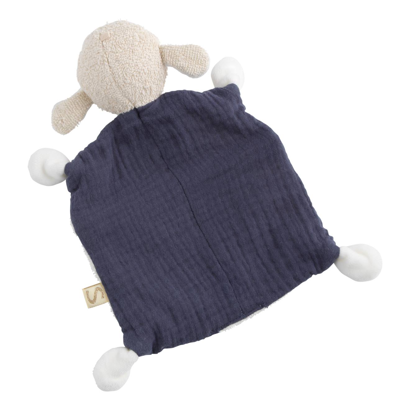 Doudou mouchoir en coton bio - petit soleil bleu