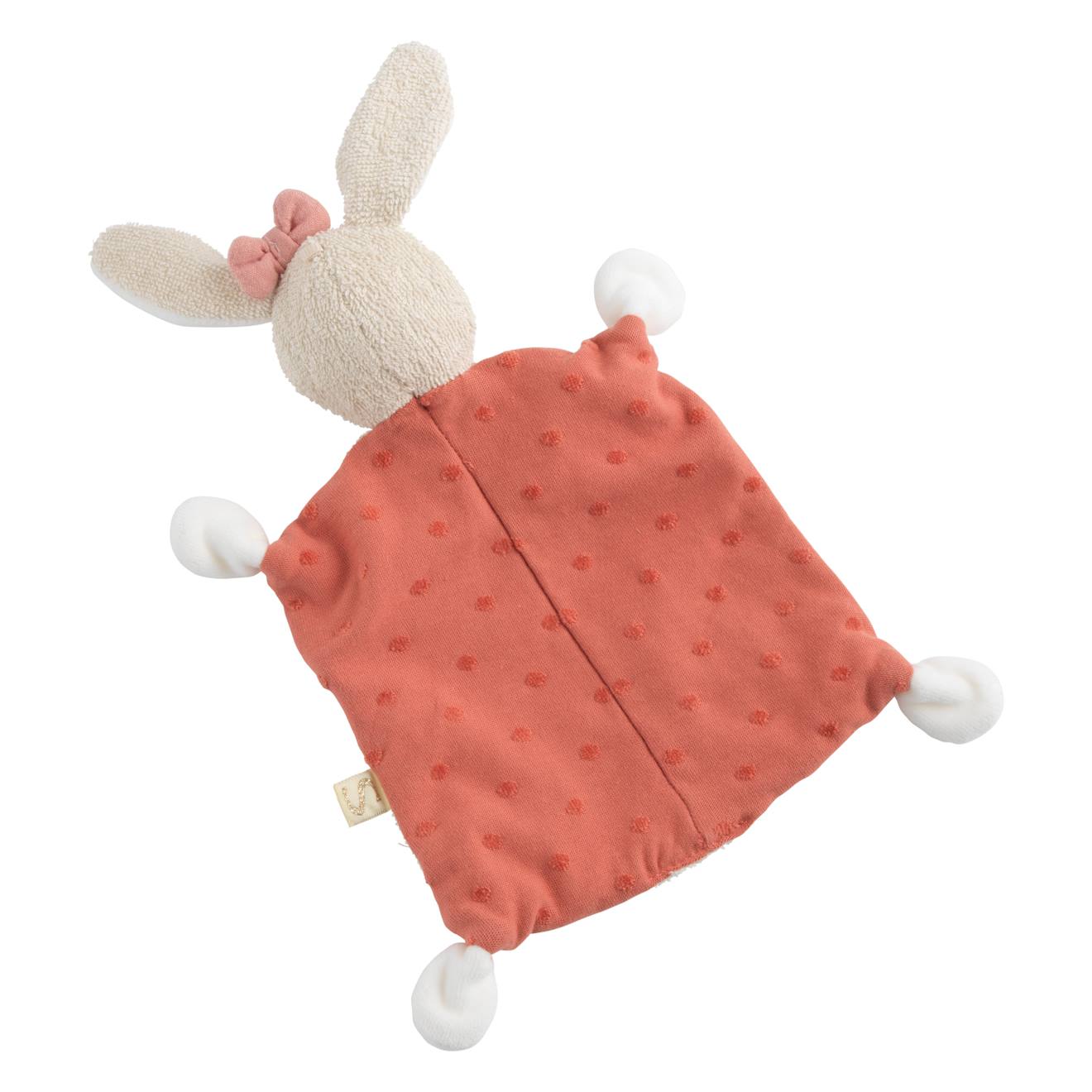 Doudou mouchoir en coton bio - petit soleil rose