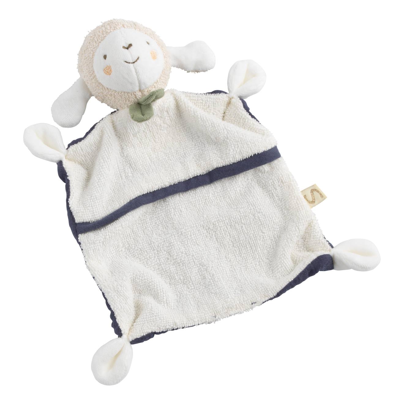 Doudou mouchoir en coton bio - petit soleil bleu