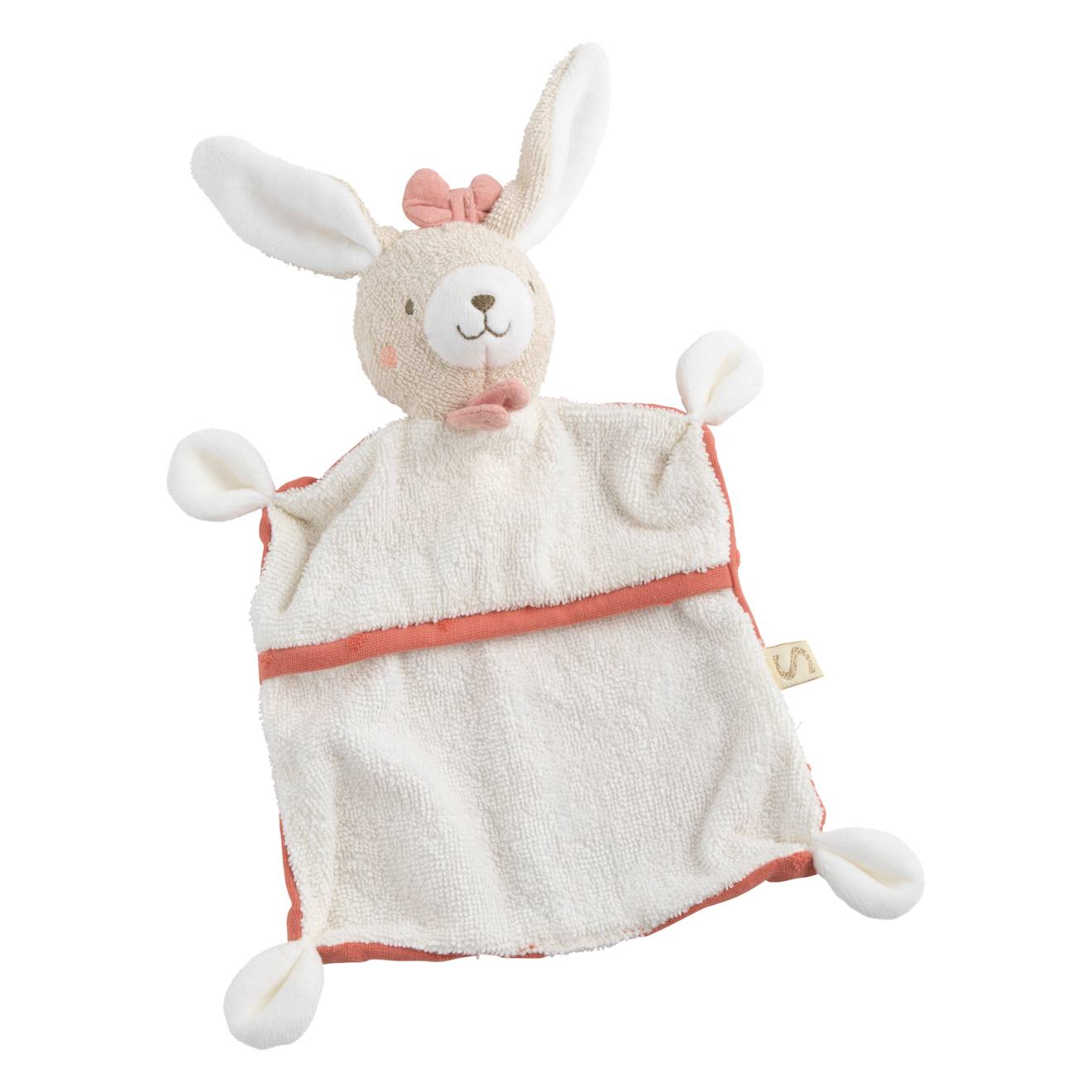 Doudou mouchoir en coton bio - petit soleil rose