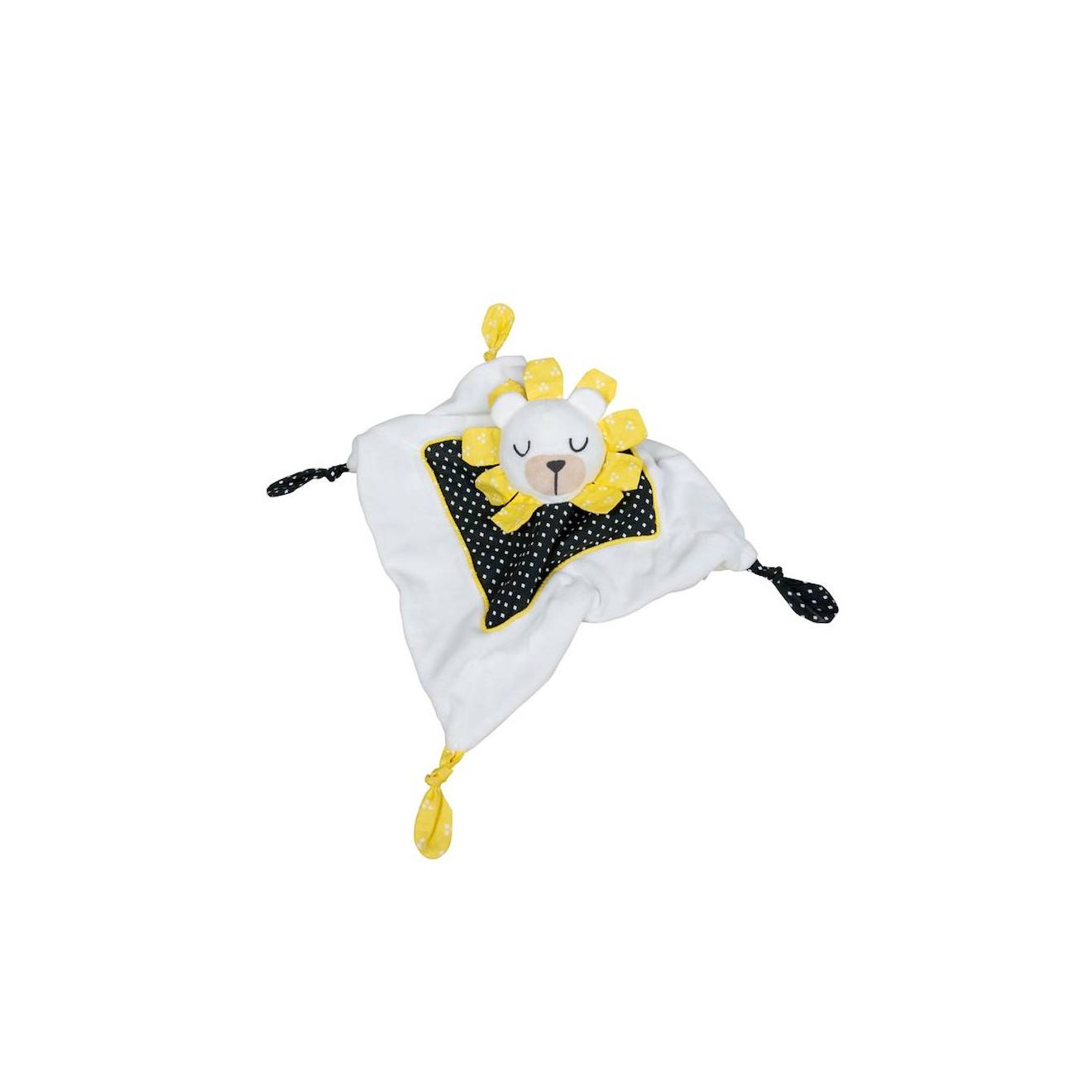 Doudou mouchoir en velours - pluche et pompon blanc