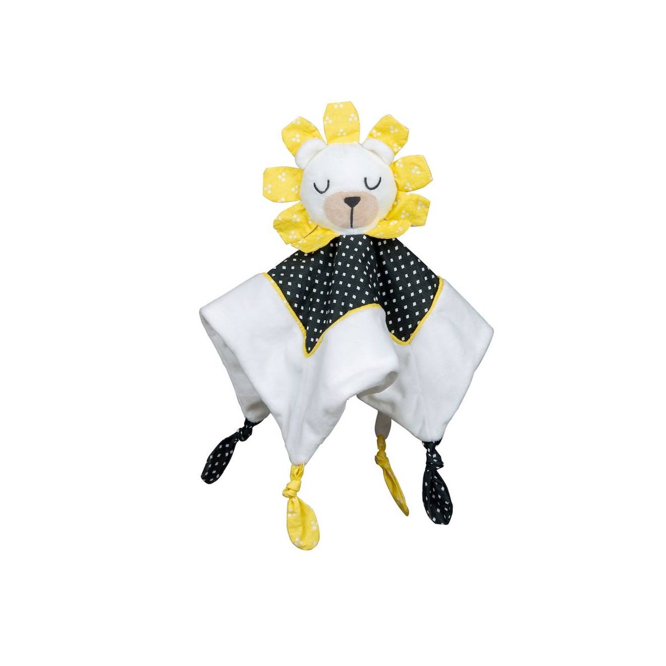 Doudou mouchoir en velours - pluche et pompon blanc