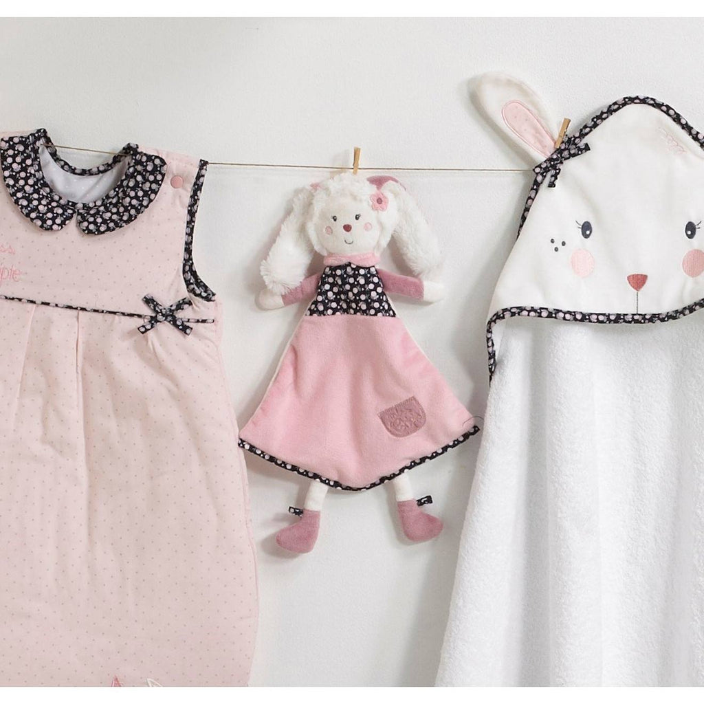 Doudou mouchoir lapin en velours - miss fleur de lune blanc
