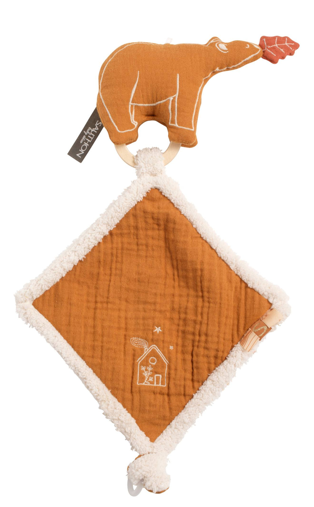 Doudou mouchoir ours en gaze de coton et bouclette - orsino marron