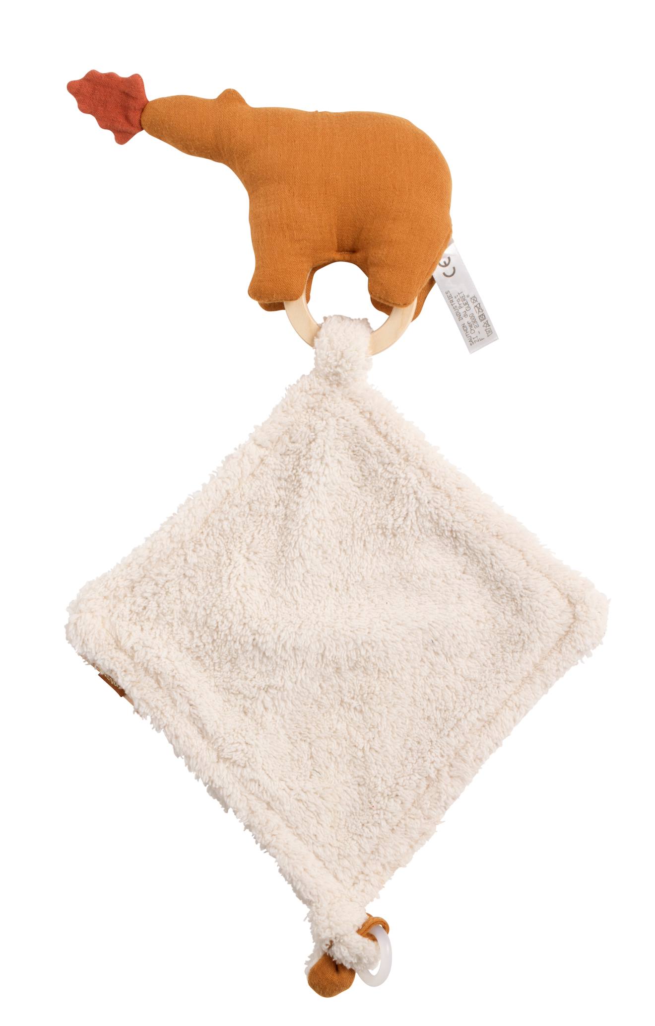 Doudou mouchoir ours en gaze de coton et bouclette - orsino marron