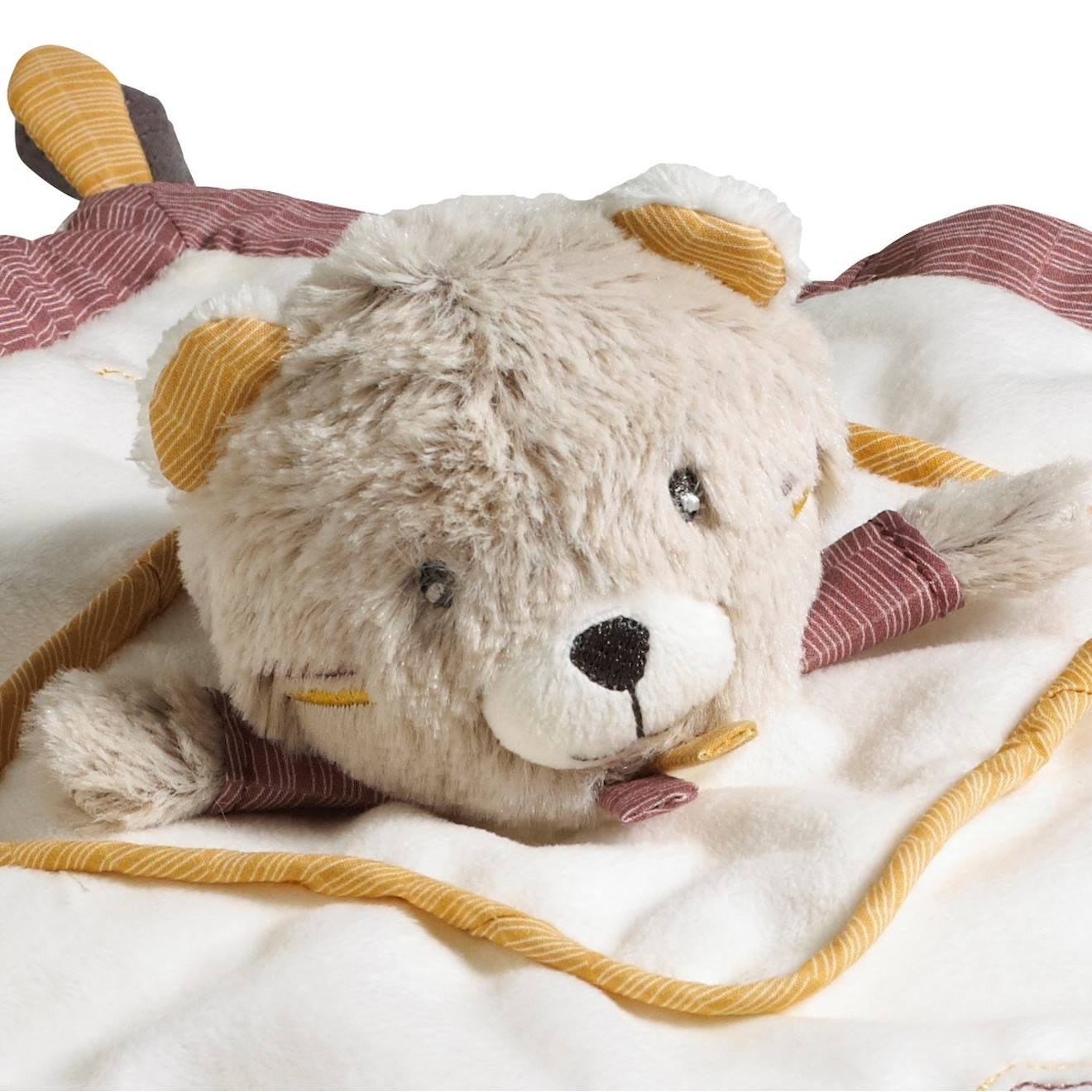 Doudou mouchoir ours en velours - timouki beige