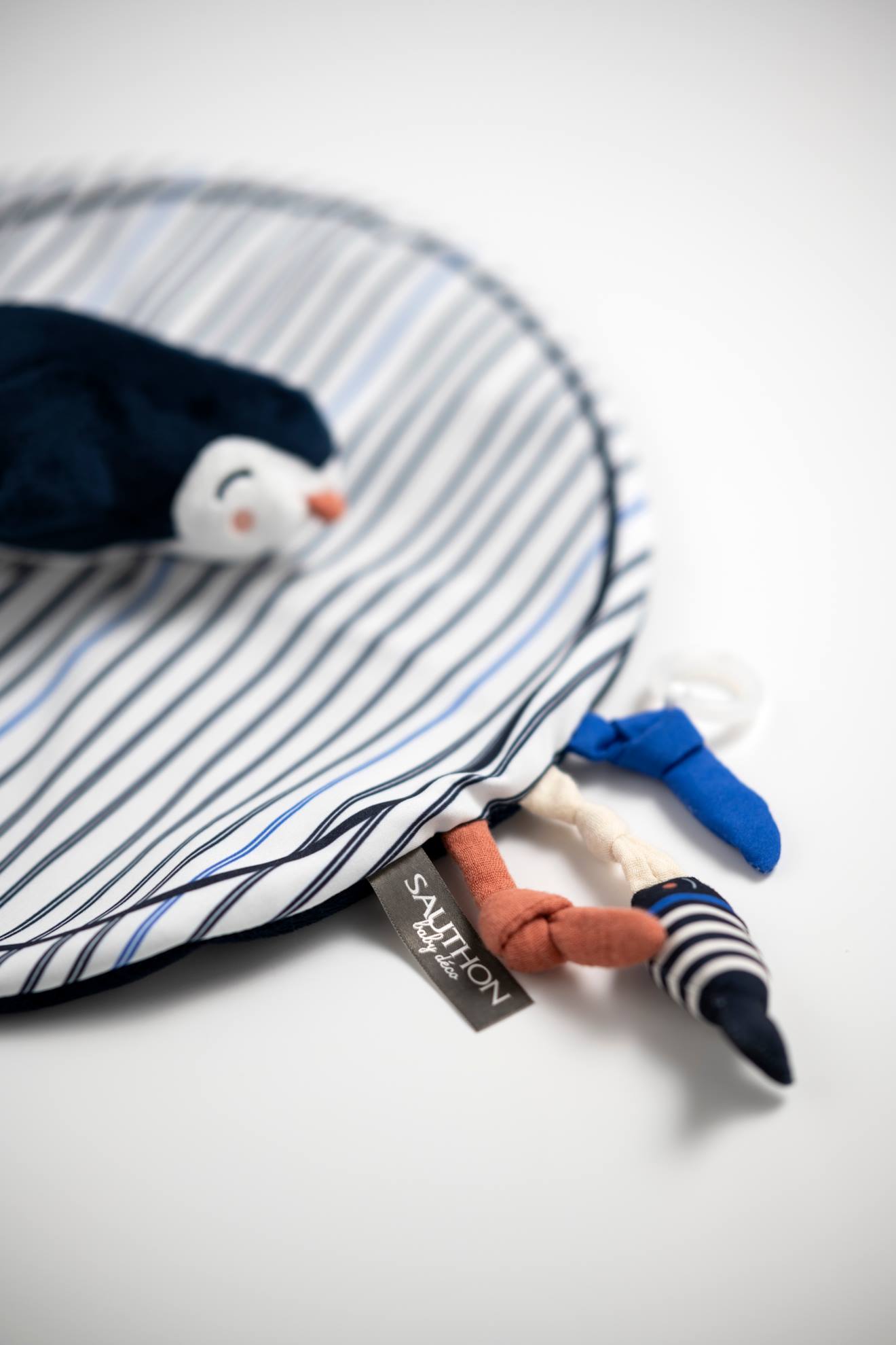 Doudou mouchoir pingouin velours - baby sailor bleu