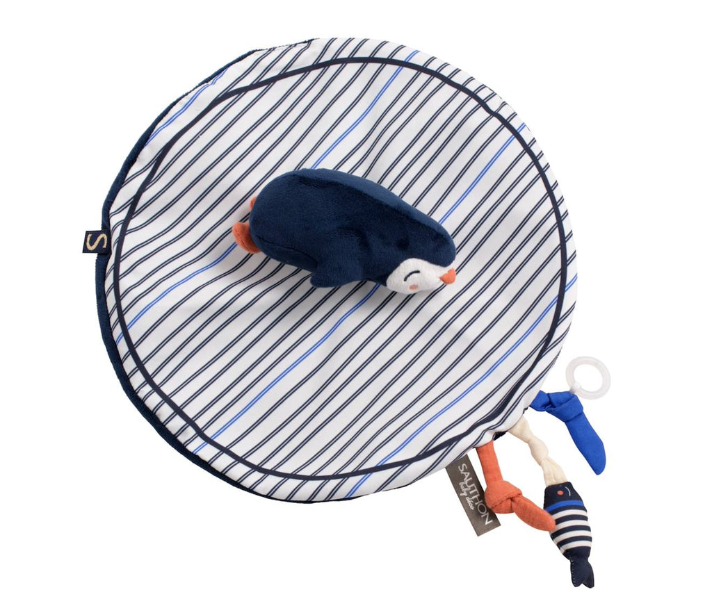 Doudou mouchoir pingouin velours - baby sailor bleu