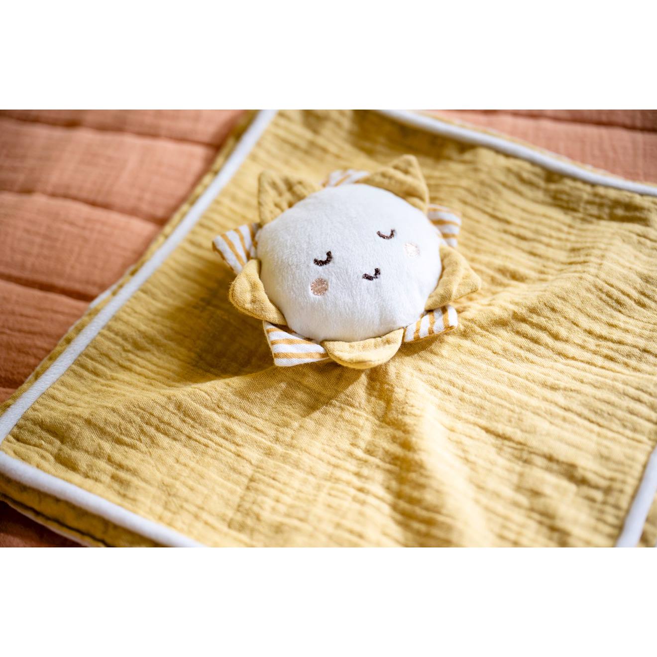 Doudou mouchoir soleil en coton - sunlight blanc
