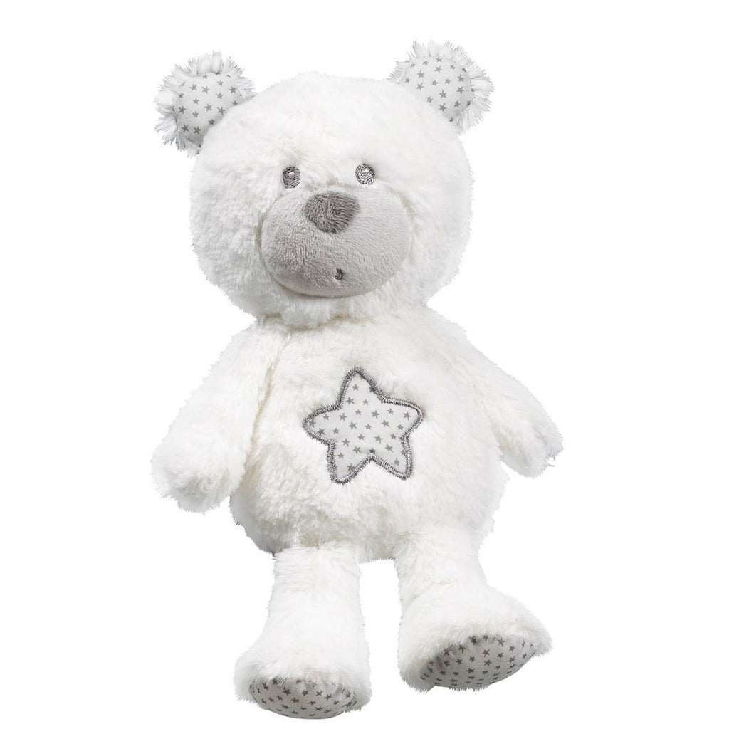 Doudou ours en polyester - céleste blanc/gris