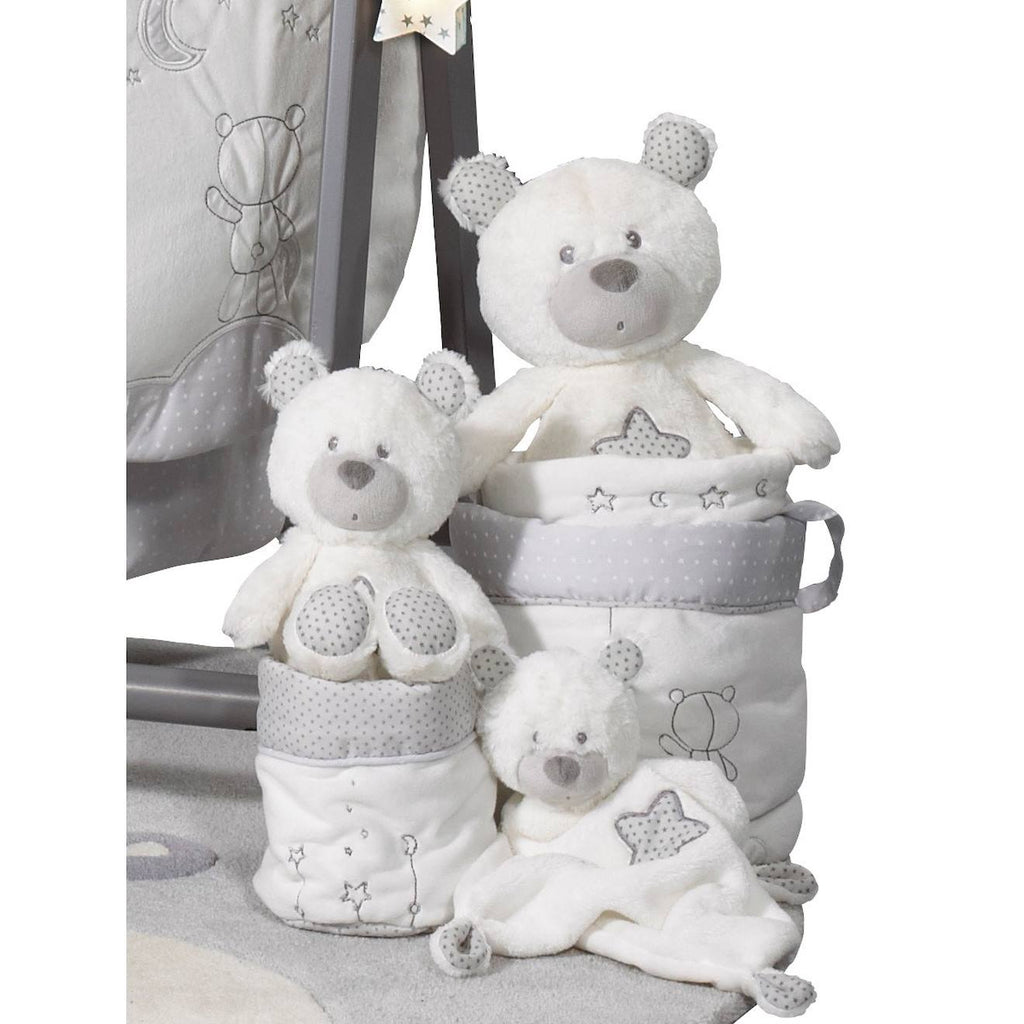 Doudou ours en polyester - céleste blanc/gris