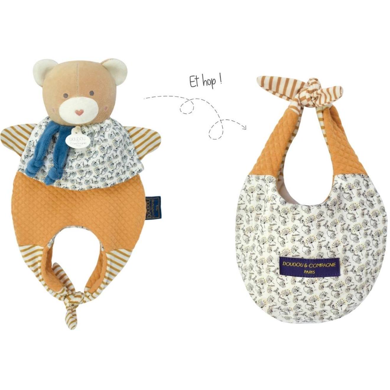 Doudou ours marionnette beige