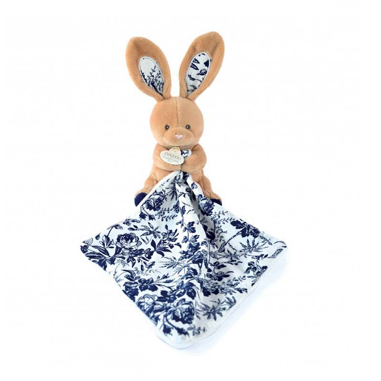 Doudou pantin lapin bleu marine bleu
