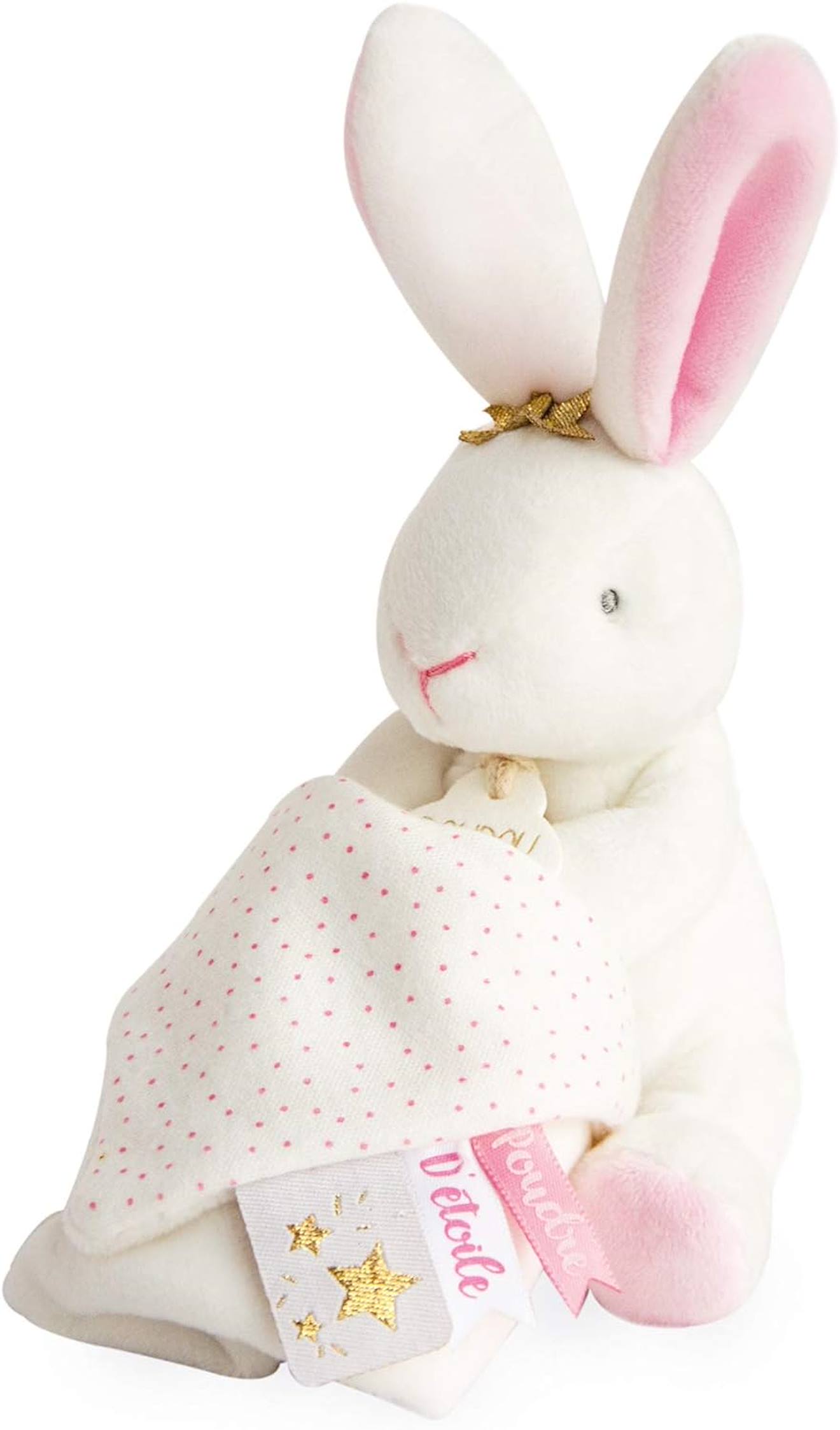Doudou pantin lapin fleurs rose