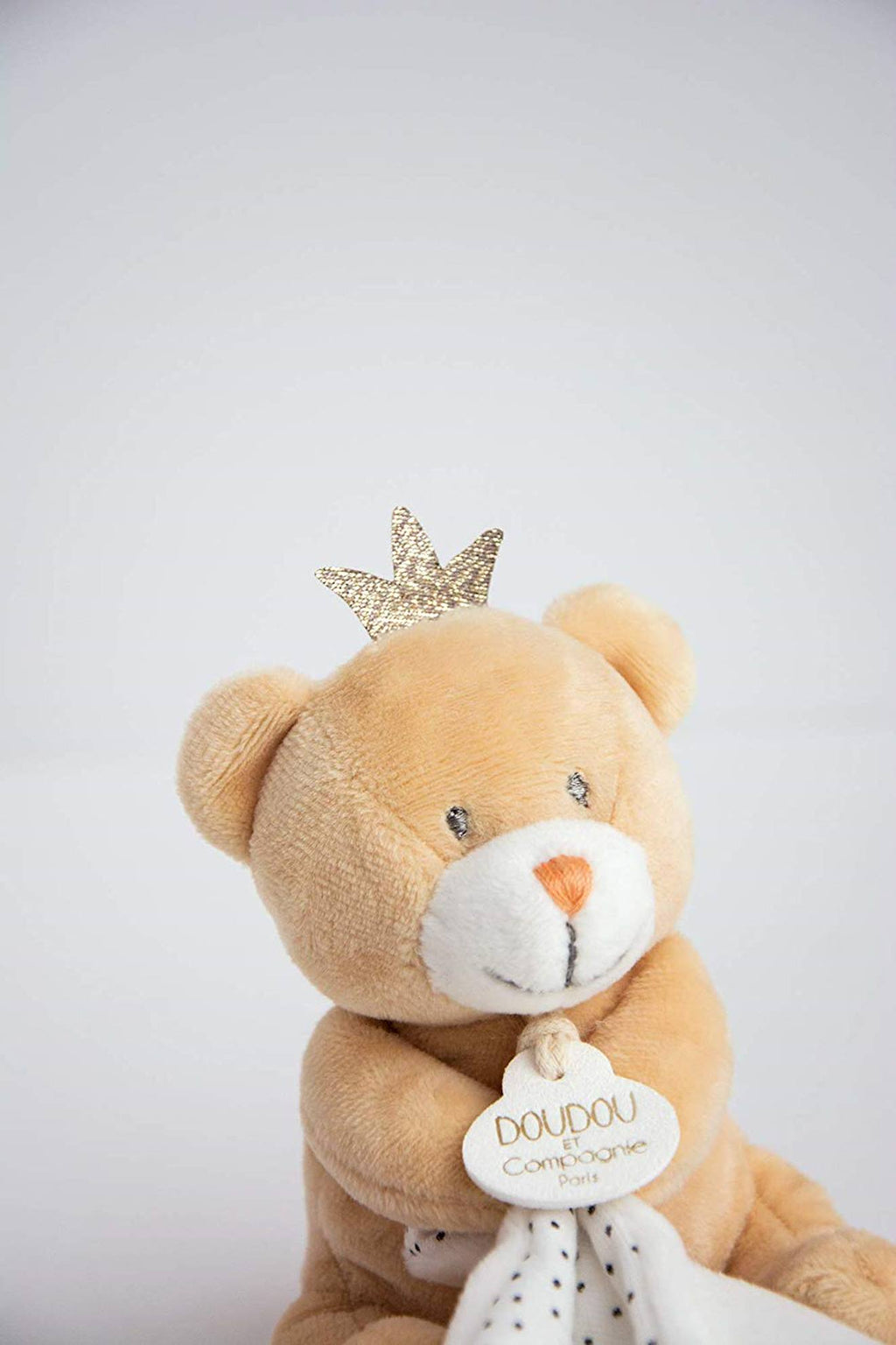 Doudou pantin ours petit roi blanc