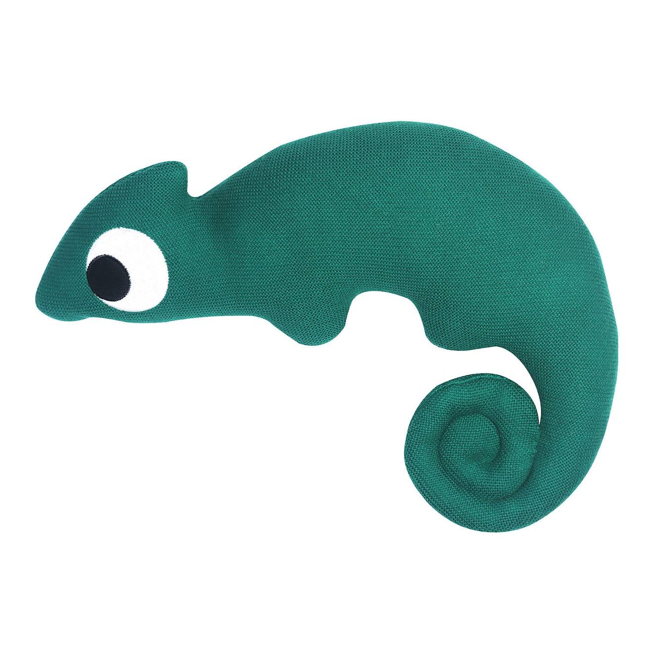 Doudou peluche caméléon vert