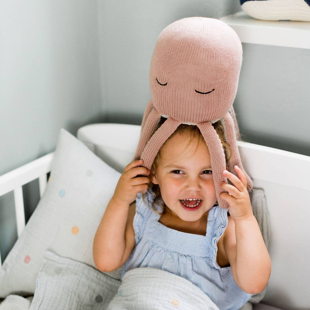 Doudou peluche poulpe vieux rose