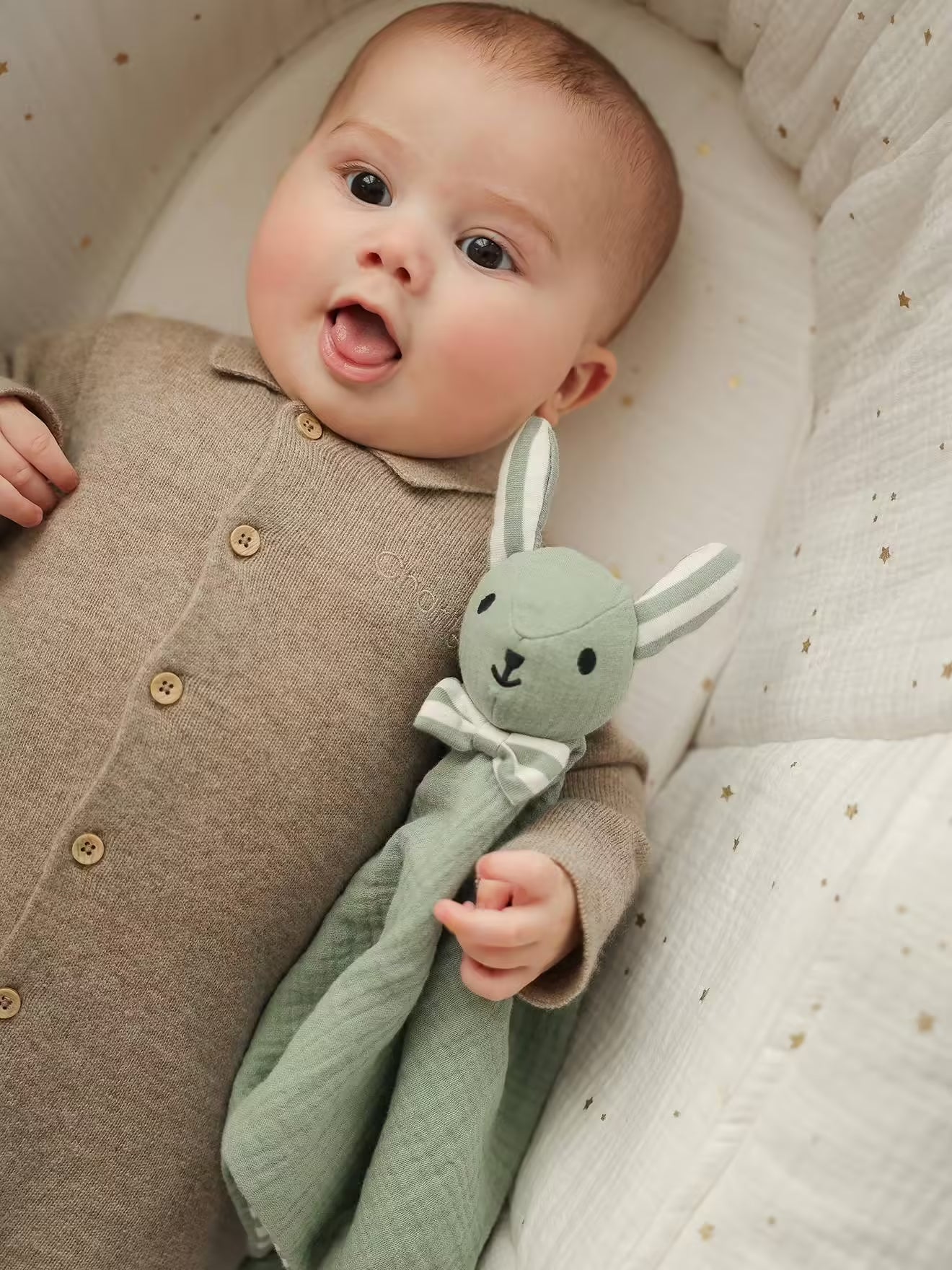Doudou personnalisable en gaze de coton bio Vert sauge - Vertbaudet