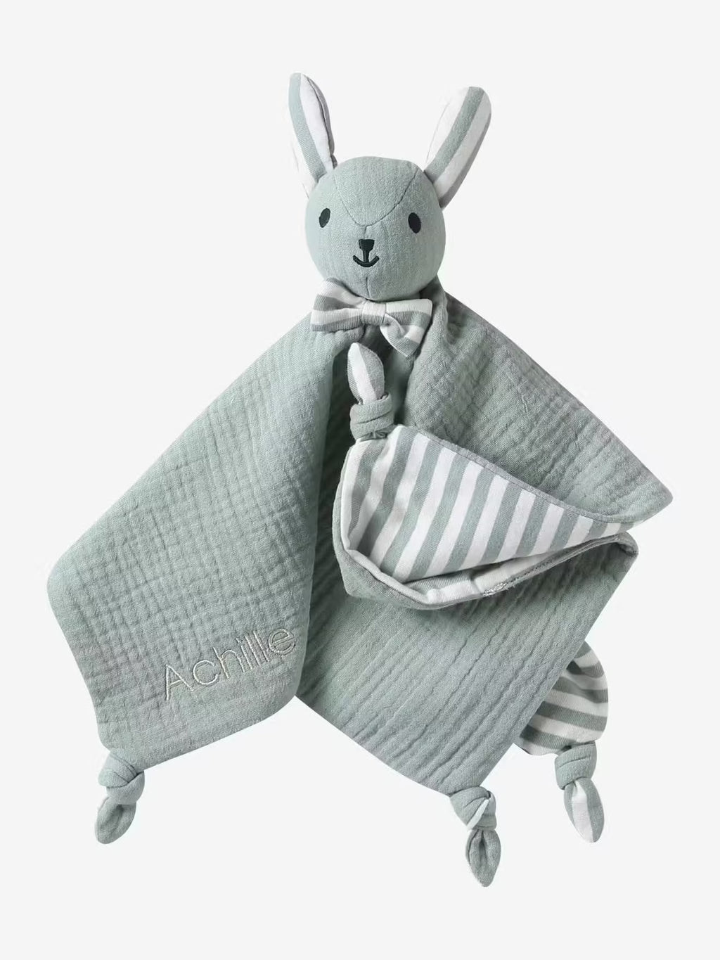 Doudou personnalisable en gaze de coton bio Vert sauge - Vertbaudet