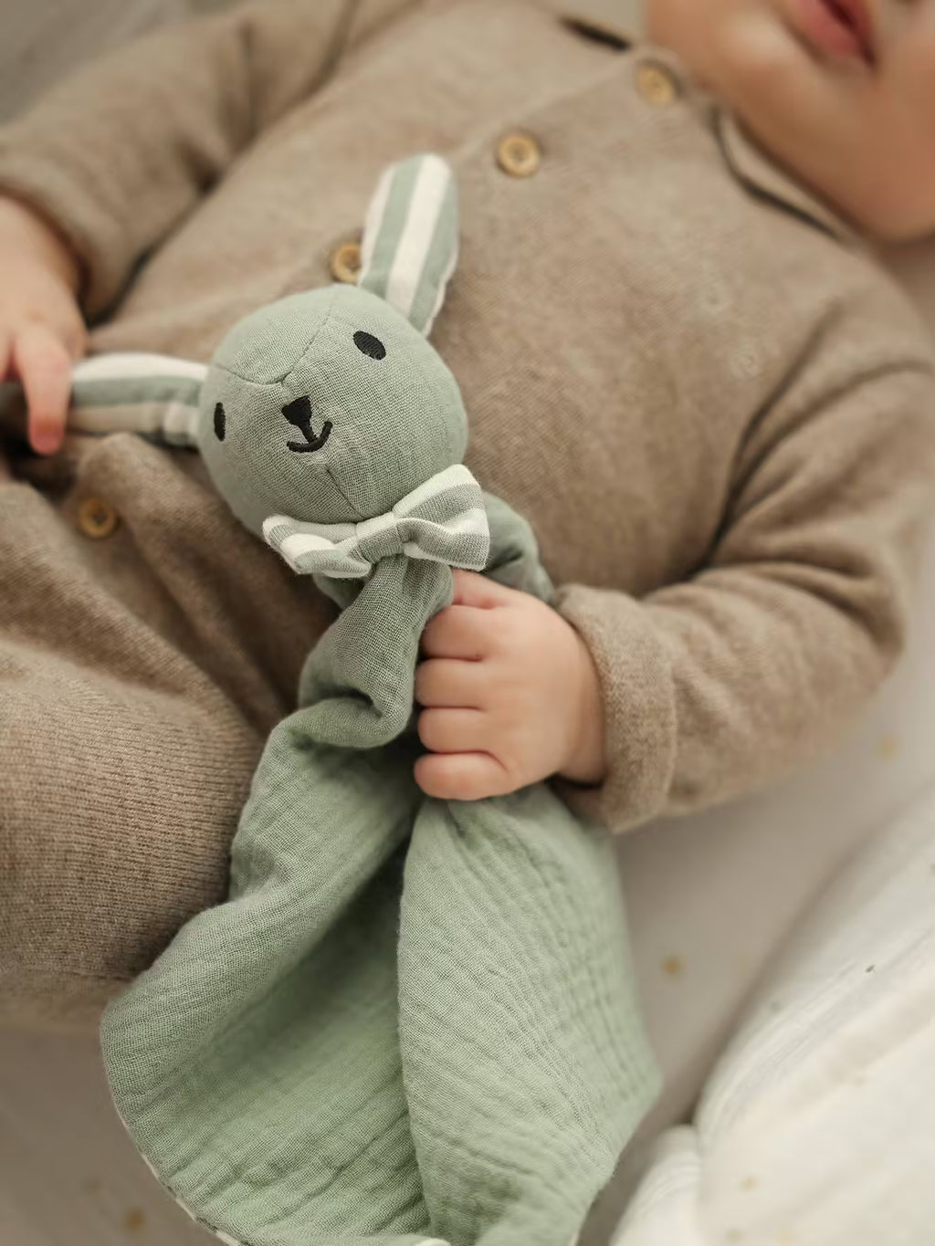 Doudou personnalisable en gaze de coton bio Vert sauge - Vertbaudet