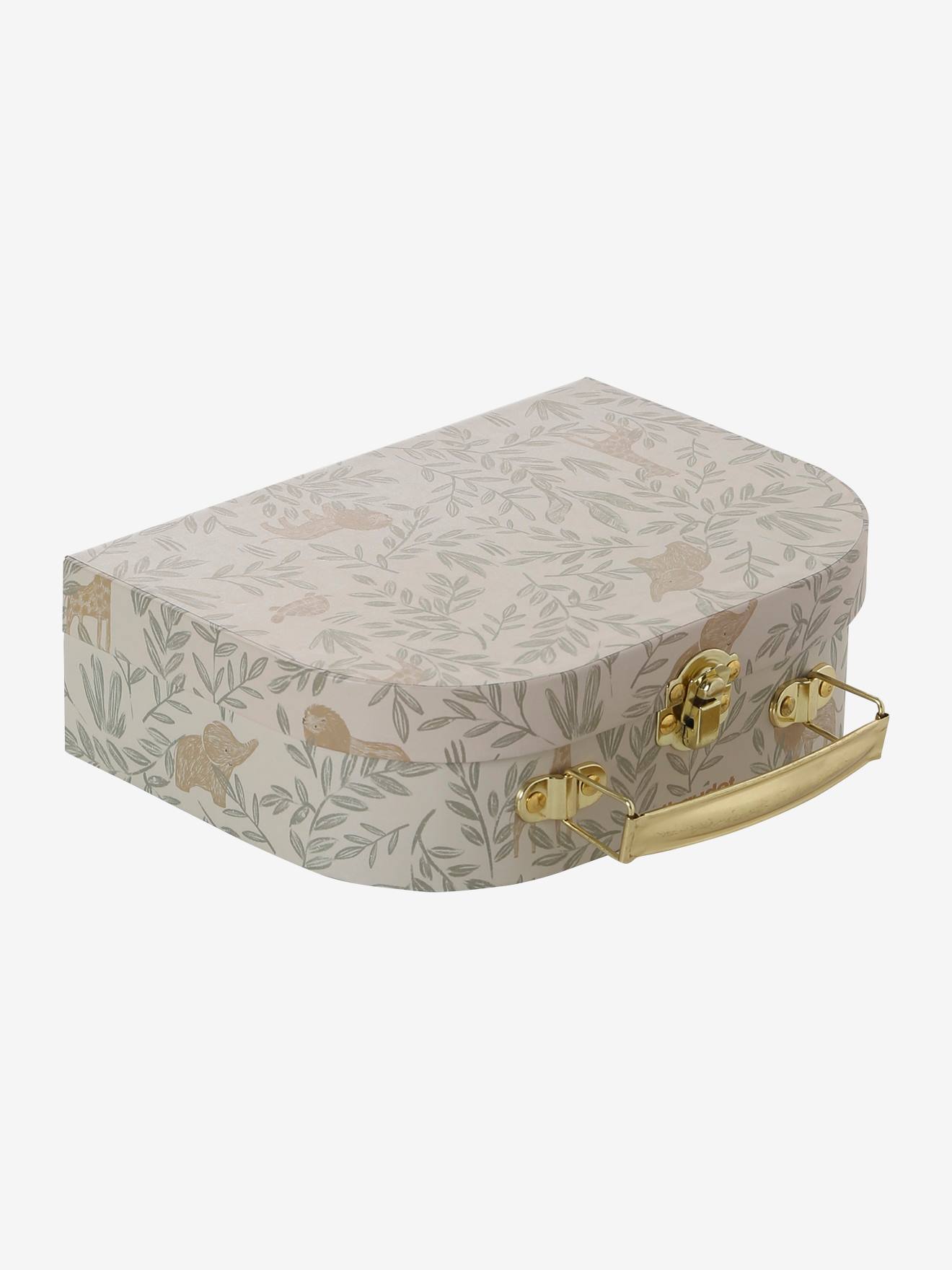 Doudou personnalisable en gaze de coton + hochet et valisette babylon vert