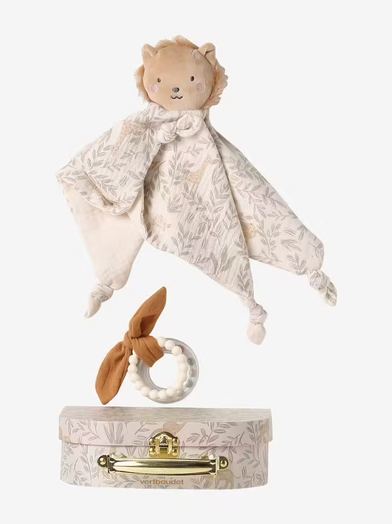 Coffret doudou personnalisable + hochet et valisette - Vertbaudet