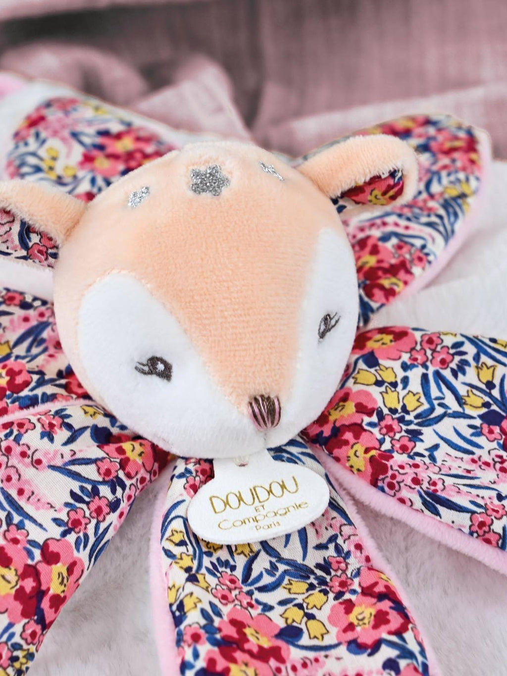 Doudou pétale 27cm boh'aim faon rose