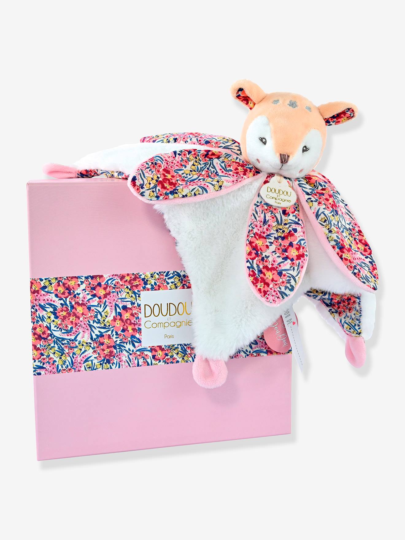 Doudou pétale 27cm boh'aim faon rose