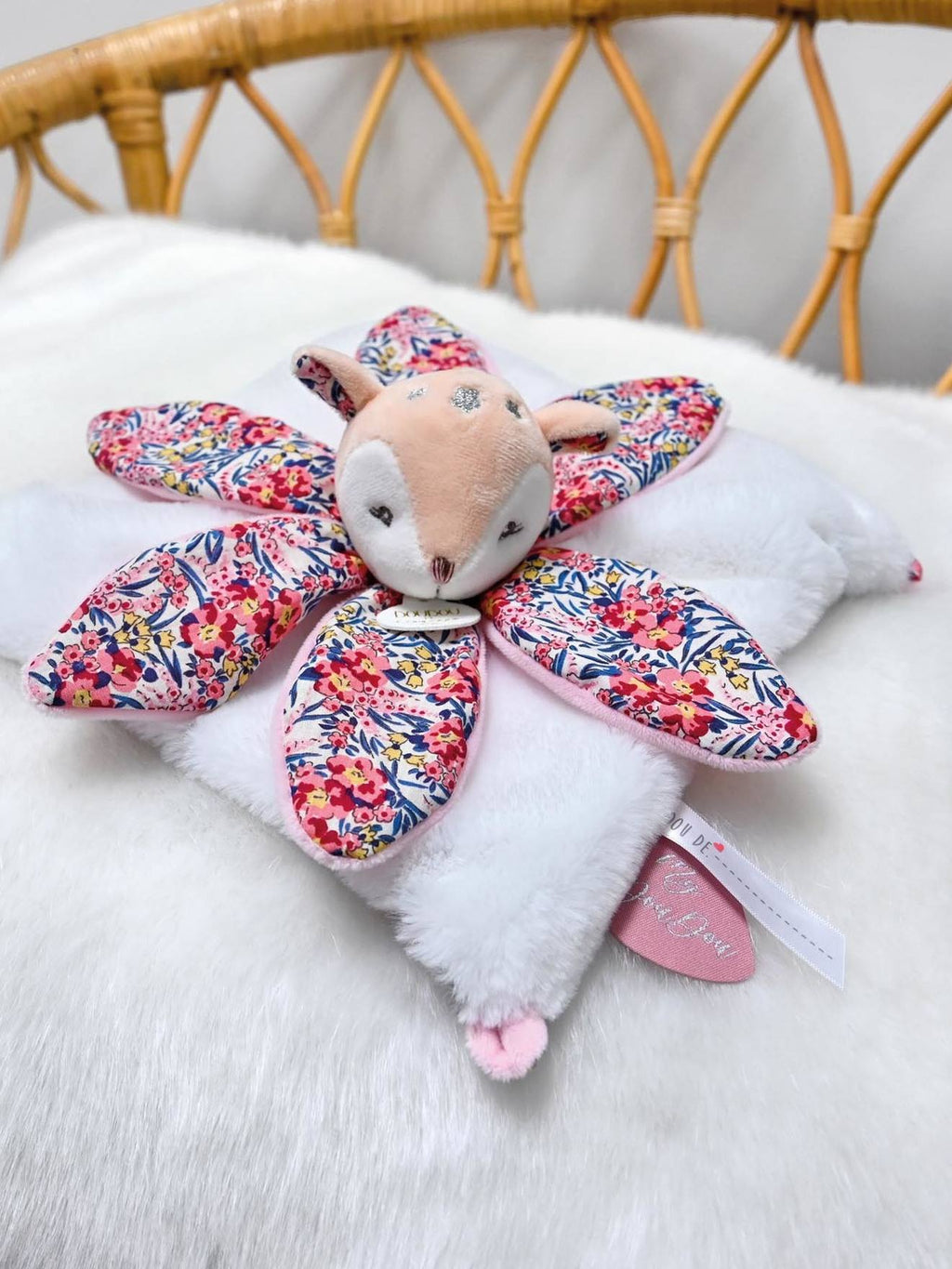 Doudou pétale 27cm boh'aim faon rose
