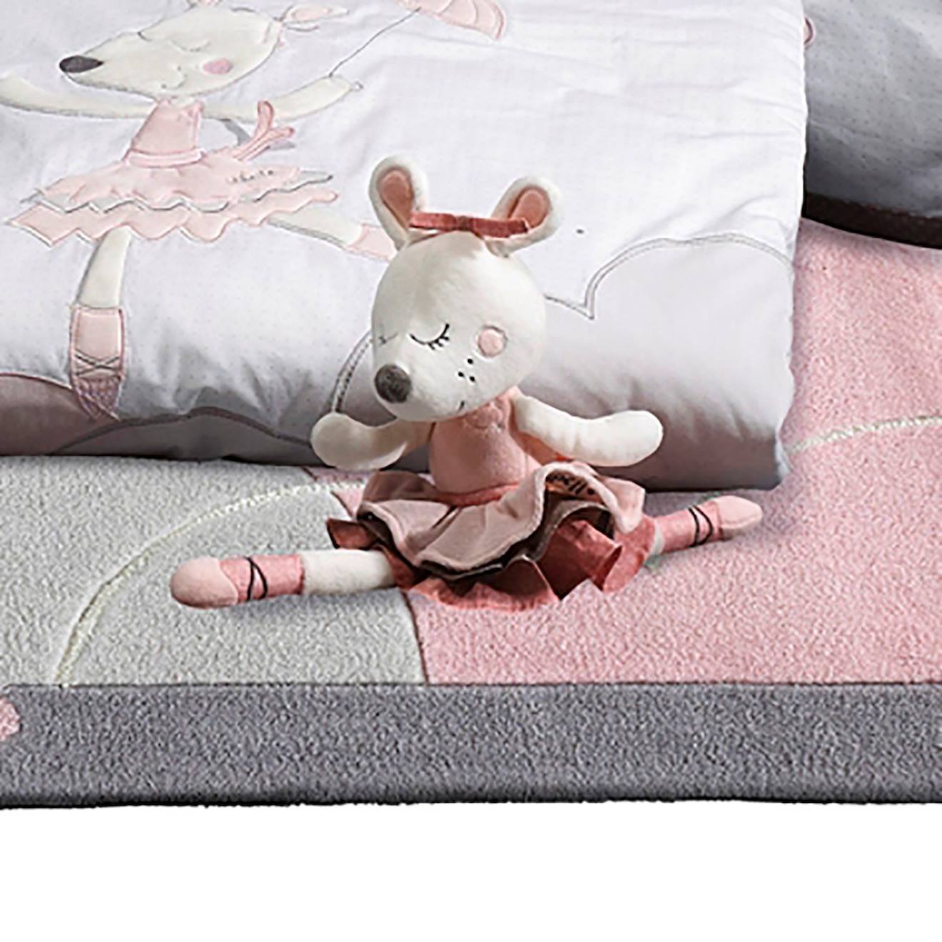 Doudou petite souris danseuse étoile en velours - lilibelle rose