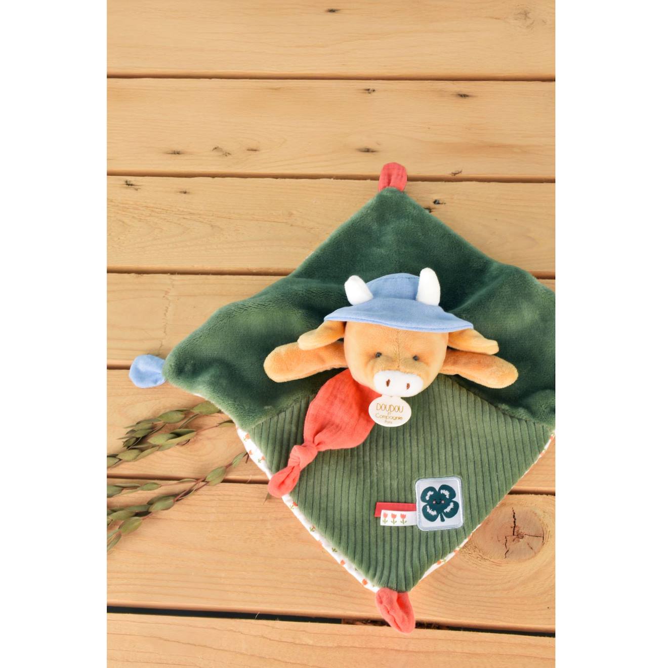 Doudou plat aneth la vache 27 cm vert