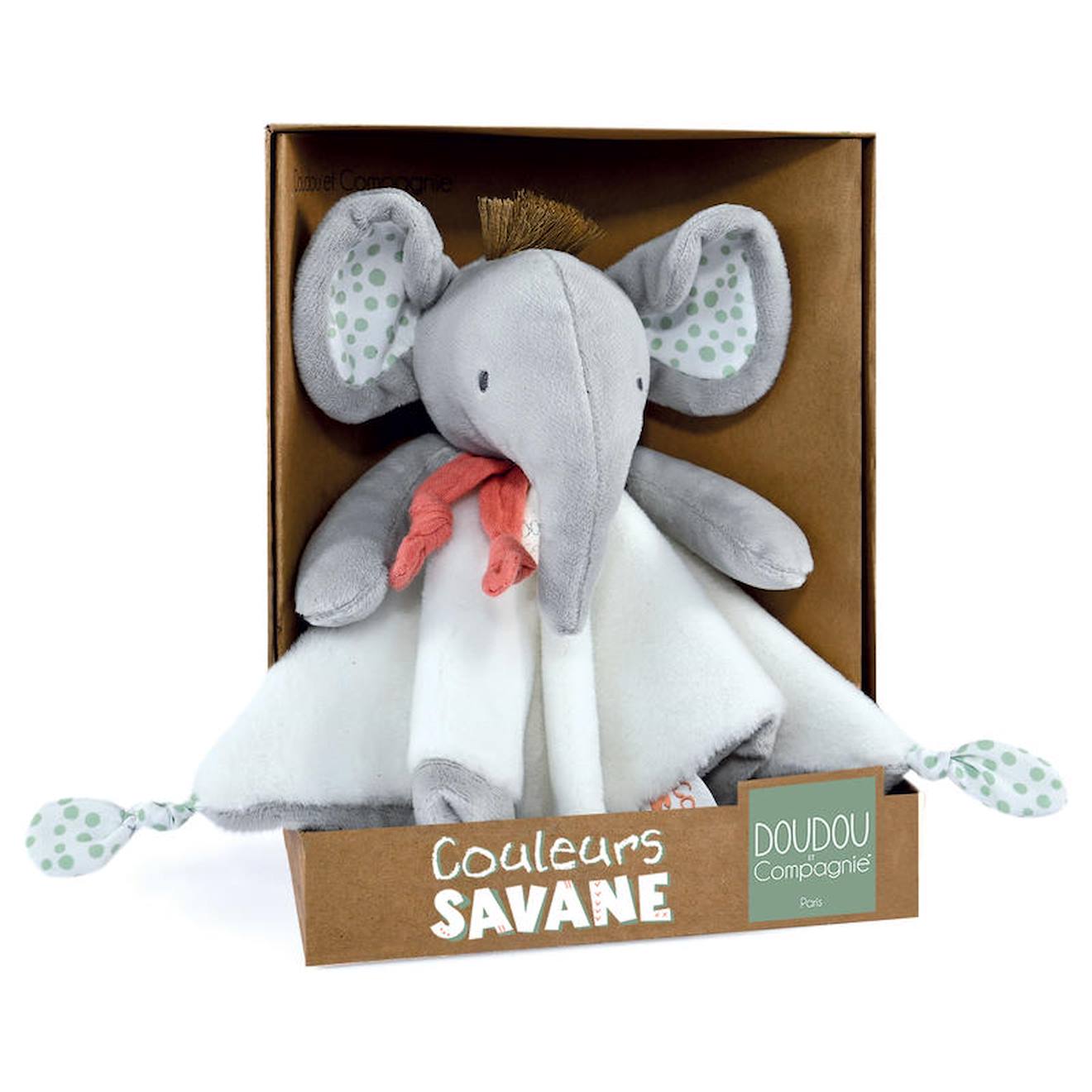 Doudou plat éléphant gris 25 cm gris